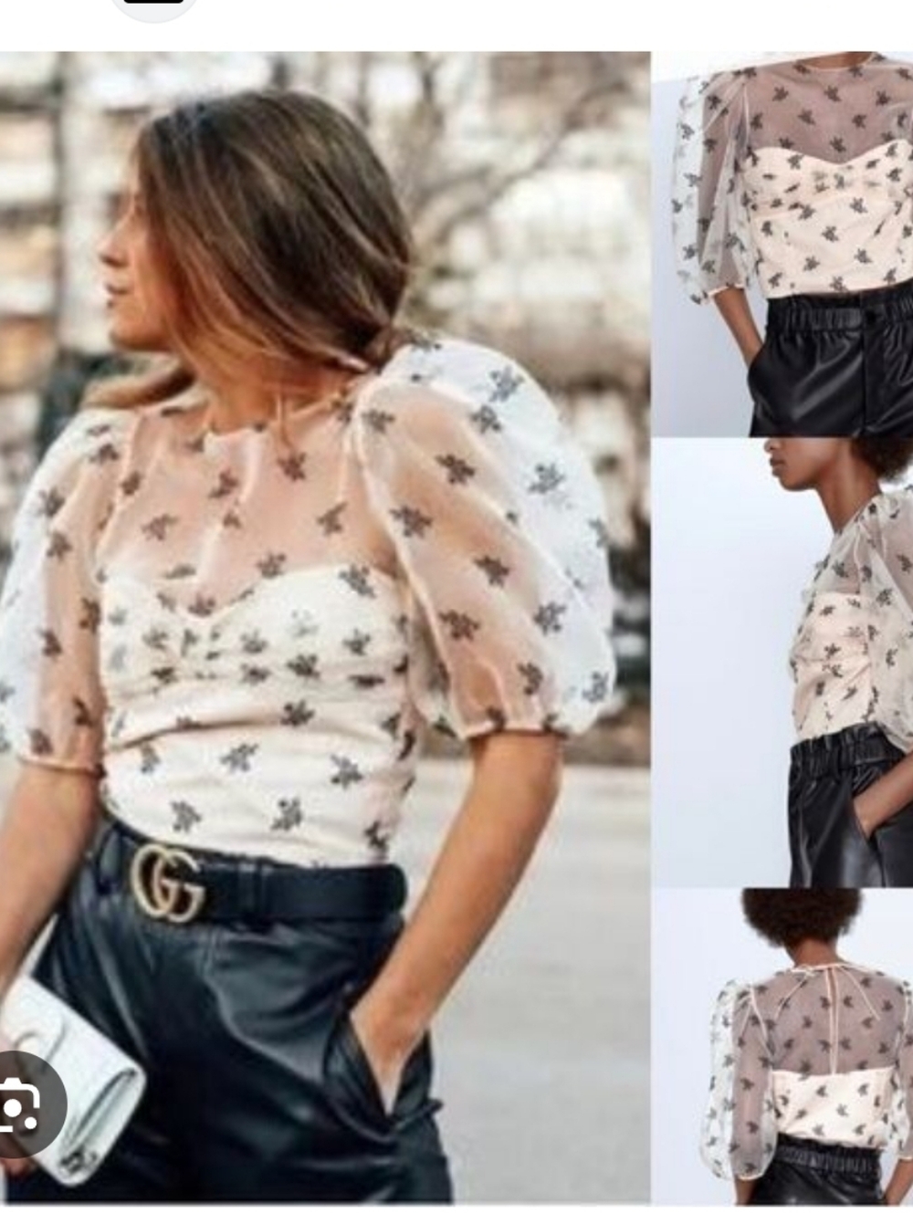 Y2k Retro Puff Sleeve Floral Velvet‎ Burnout Sweethear Top Blouse SzS Pink - Picture 12 of 15
